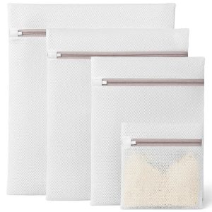 10 Durable Fine Mesh Washing Bags Pack For Delicate Clothing Travel Storage Organizer Net Pouch Zipper Closure White