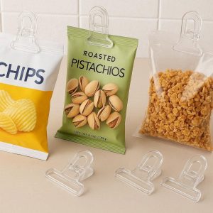 Transparent Acrylic Acrylic Paper Clips Food Sealing Clamps Aesthetic Kitchen Snack Bag Holder Minimalist Desk Organizers