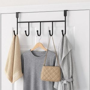 Over The Door Hooks Heavy Duty Metal Organizer Rack For Hanging Clothes Towels Coats Bags Robes Bedroom