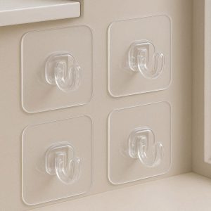 Utility Command Wall Hooks Clear Plastic Double Sided Adhesive Hangers For Kitchen Bathroom Office Window Glass