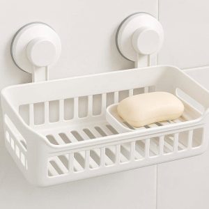 Suction Cup Shower Caddy Basket Removable Bathroom Shelf Storage Organizer Rack Soap Dish Holder No Damage